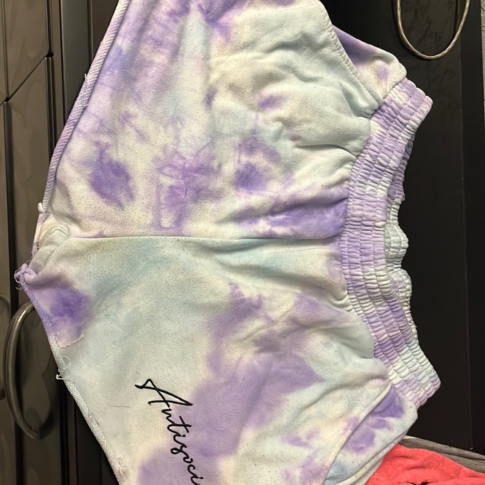 Purple and blue shorts